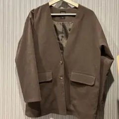 RAG MACHINE ノーカラージャケット M ブラウン