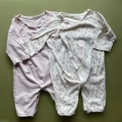 ☆美品☆プティマイン　新生児ベビー　ロンパース　50〜70cmサイズ　２枚セット