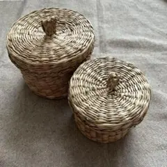 蓋付　円形小物入れ　2個セット