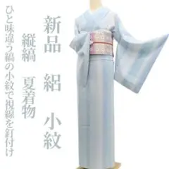 新品 絽 縦縞 夏着物 正絹“縞の小紋で視線を釘付け”仕付け糸付 小紋 6394
