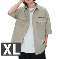 【美品】メンズ★シャツ★カーキ★XL★7分丈★大きいサイズ★夏服★薄手★春夏秋