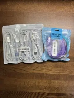 USB Lightningケーブル 6本セット（白3、水色1、黒1、紫1）