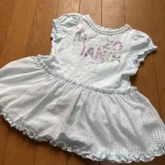 メゾピアノ　水色 刺繍入り フリルワンピース
