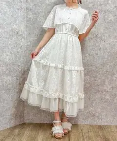 axes femme ローズレースケープワンピース しずく付クラシカルゴムベルト