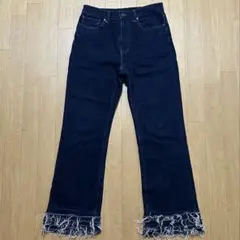 UNIQLO ブーツカットデニム フリンジ加工　リメイク