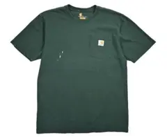 【人気】Carhartt ダークグリーン ペンキ加工 Tシャツ