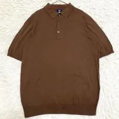 【美品✨】鎌倉シャツ 半袖 ニット ポロシャツ 茶色 48