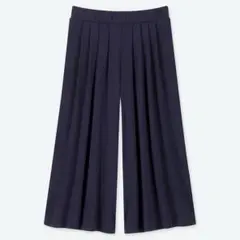 【UNIQLO】美品 クレープジャージーフレアワイドクロップドパンツ ポケット