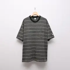 エンズアンドミーンズ 半袖 ボーダー ポケット Tシャツ Lサイズ ブラック 黒