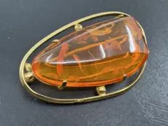 M2004 琥珀　ブローチ　ヴィンテージ アクセサリー