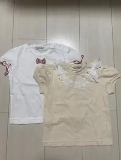 エンゼルスター リボン刺繍 フリル袖 Tシャツ 2枚セット 95cm
