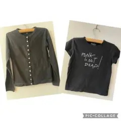 着用回数1回　美品　 メッセージカーディガン＋Tシャツセット