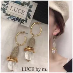 220 再販 ゴールド クリア レトロ アンティーク風ピアス 高見え お洒落
