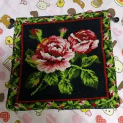 バラ刺繍の巾着袋