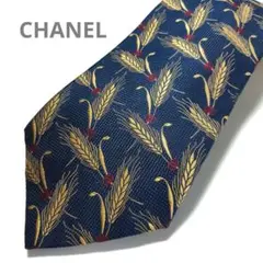 【美品】シャネル CHANEL シルク ネクタイ 小麦の穂 3D