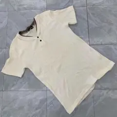 Onboard Vネック リブ 半袖Tシャツ アイボリー Lサイズ シンプル