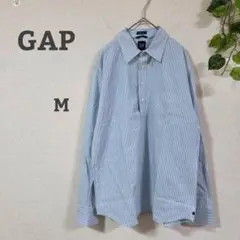 【GAP】ストライプシャツ/ブルー/ボタンダウンシャツ/オーバーサイズ/Mサイズ