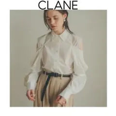 21AW CLANE 2WAY オフショルダー シャツ ブラウス 白 コットン