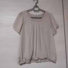lune moire　ビジュー付き　シフォンブラウス　ベージュ系