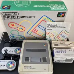 任天堂スーパーファミコン本体　SFC 純正アダプター付　ケーブル付　箱・説明書付
