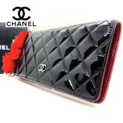 CHANEL シャネル 二つ折り エナメル 長財布 ココマーク ブラック