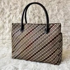 日本製 牛革×ジャガード織 トートバッグ 和柄風 ハンドバッグ