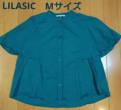 バタフライスリーブ　青緑　グリーン　ブラウス　リラシク　ノースオブジェクト