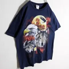 ジャージーズ アニマル Tシャツ 半袖 鷹 ウルフ M ネイビー