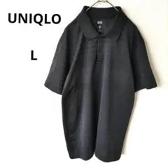 【美品】ユニクロ ブラック ストライプ ポロシャツ L 半袖Yシャツ メッシュ地