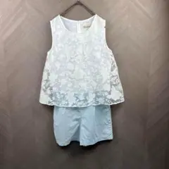 ◇Broderie&Co◇コットン上質オールインワンF パンツワンピース　レース