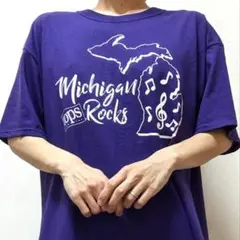 ジャージーズ ミシガンロック 音符 Tシャツ パープル 紫色 L 古着