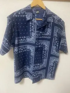 GU ネイビー バンダナ柄 半袖シャツ