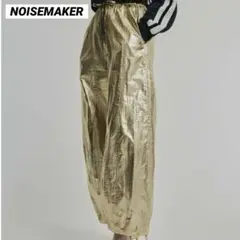 新品タグ付き メタリックワイドパラシュートパンツ *ゴールド* 36 M
