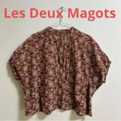 刺繍フラワートップス　夏服　半袖　花柄　Les Deux Magots