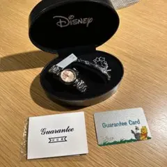 【美品】Disney プーさん 時計 シルバー ピンク　保証カード付き