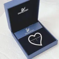 SWAROVSKI スワロフスキー ブローチ キラキラ ハートモチーフ シルバー
