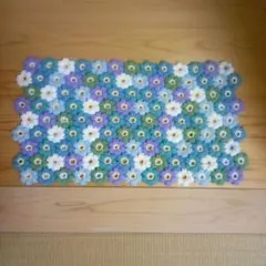ぷっくり花柄手編みマット 約32x58cm