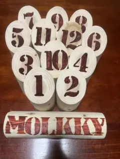 新品未使用手作りMolkky 木製 モルックと木製スキットル12本セット