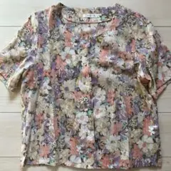 ミセス　シニア　ロジカ　トップス　アンサンブル　花柄 七分袖　 Lサイズ