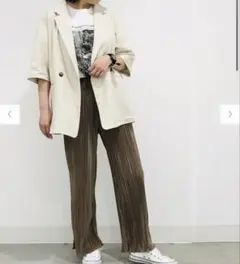 GU ハーフスリーブダブルブレストジャケット　麻　リネン　アイボリー　半袖