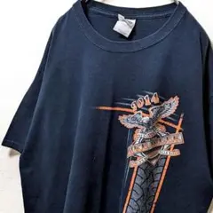 ギルダン デートナビーチバイクウィーク ロゴTシャツ ブラック 黒 L 古着