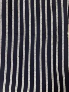 久留米絣の綿着物　超美品　紺グレーの縞　バチ衿　着物　通年