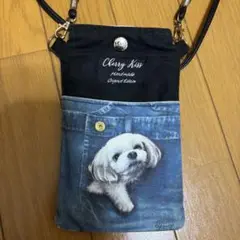 Cherry Kiss スマホショルダーバッグ 犬プリント