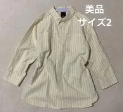 美品　X-girl エックスガール　七分袖ストライプシャツ　イエロー　サイズ2