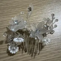 花モチーフ ヘアコーム ホワイト