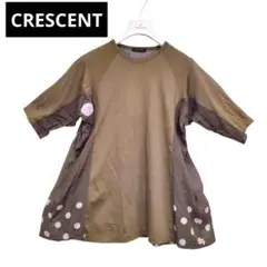 日本製 クレシェント ドュオ 5分袖カットソーチュニック◆sizeM