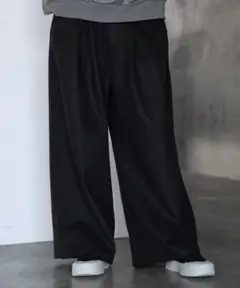 CTHY ハイウエストドロストコードワイドストレートスラックス XL