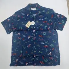 新品タグ付き　紺　ヤシの木　サーフ　アロハシャツ　Mサイズ