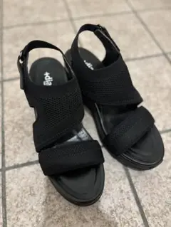 美品 +diana ブラック サンダル メタリックバックストラップ