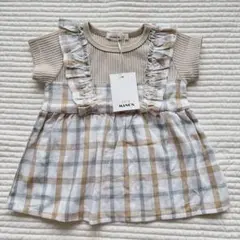 新品 ペアマノン PAIR MANON チェック柄 フリル付きTシャツ 90